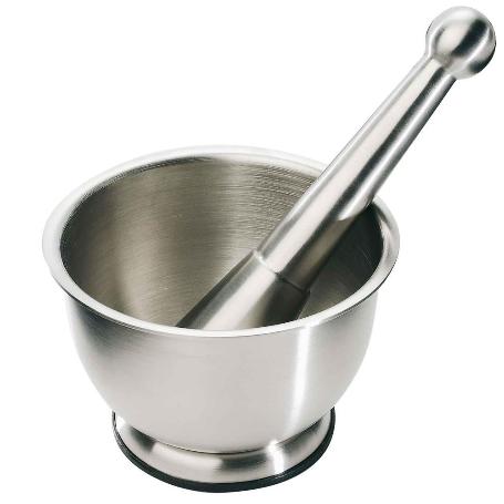 BOJ CAJA 1 MORTERO 12 CM+MACHACADOR ACERO INOX  GOMA 12180
