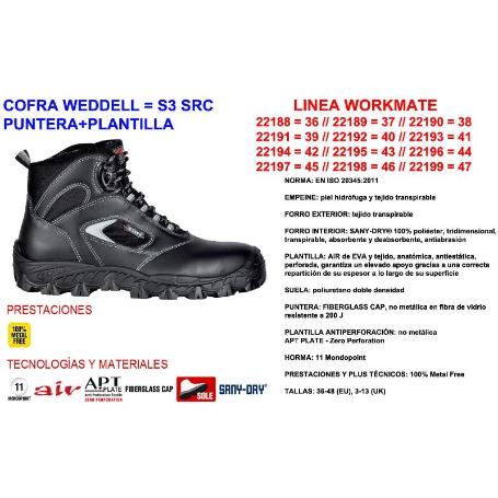 COFRA BOTA WEDDELL Nº44   S3 SRC   PUNTERA+PLANTILLA