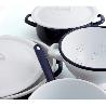 BATERIA ESMALTADA 4 PIEZAS AZUL Y BLANCA