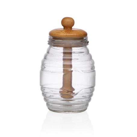 MIELERA VIDRIO DISPENSADOR BAMBU