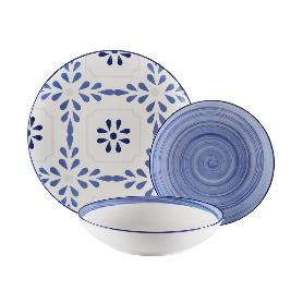 VAJILLA PORCELANA 18 PIEZAS AZURITA