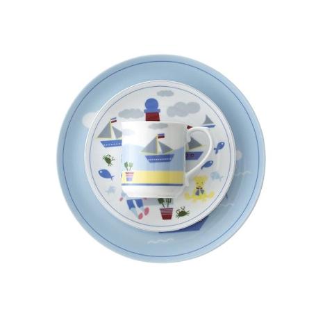 VAJILLA INFANTIL 4 PIEZAS PORCELANA BARCOS