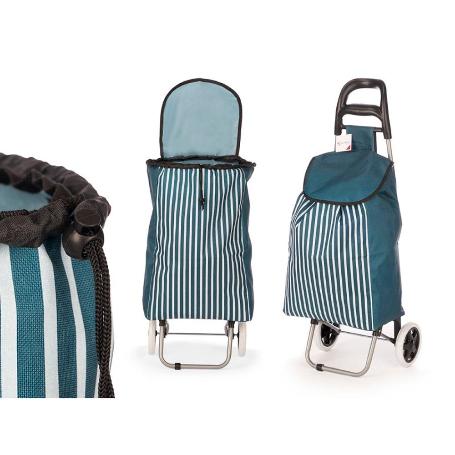 CARRO COMPRA 2 RUEDAS RAYAS AZUL 8X88X35 CM