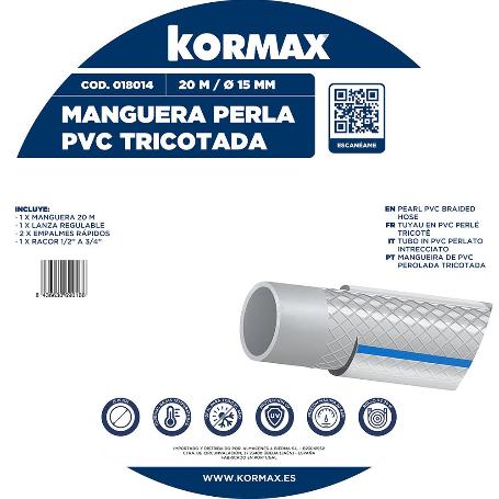 MANGUERA PERLA TRICOTADA 15 MM + ACCESORIOS