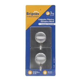 COLGADOR PLASTICO ADH. MOVIL. 2 UD METALIZADO