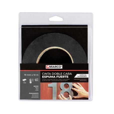 CINTA ADHESIVA 2 CARAS EXTERIOR 19MMX10M NEGRA