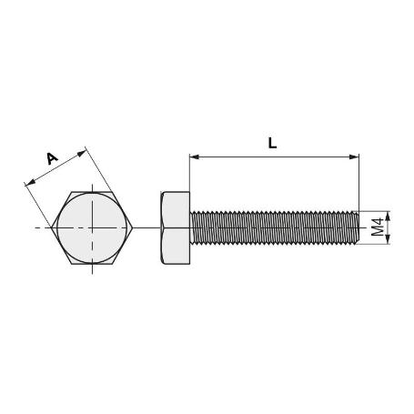 TORNILLO CABEZA HEXAGONAL DIN 933  ZI METRICA M-8 LARGO 35MM