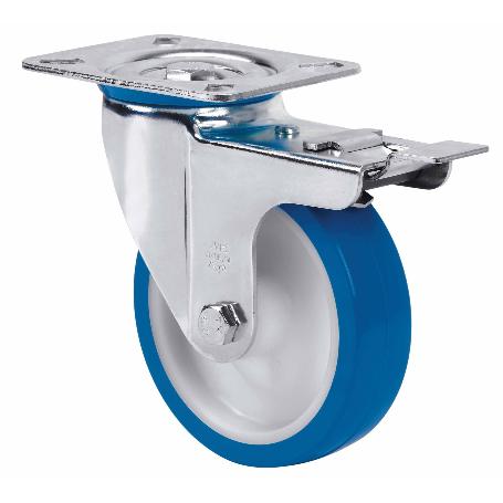 RUEDA GIRATORA PLACA FR.INOX.10ZVLIFD80-POA POLIAMIX BLANCO-POLIUR.AZUL LISO