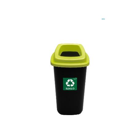 28 LTS EBERTOOLS CUBO CONTENEDOR SELECTIVO VIDRIO EKOBIN NEGRO-ARO VERDE