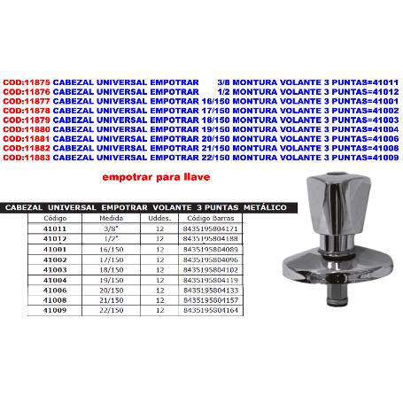 CABEZAL UNIVERSAL METALICO 3 PUNTAS 20/150 41006