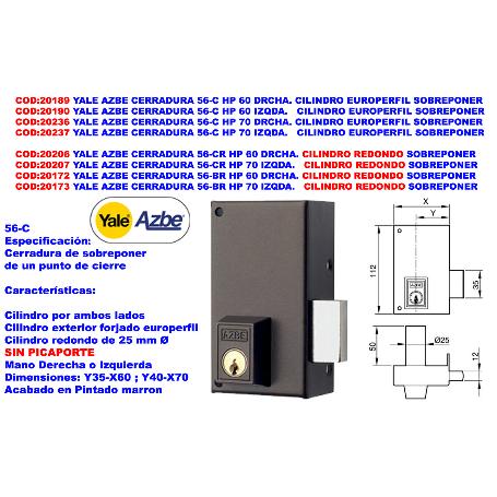 CERRADURA AZBE 56C-70 IZ HP