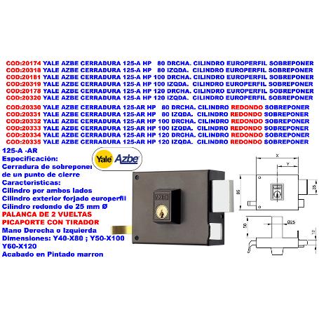 CERRADURA AZBE 125A 120 IZ HP