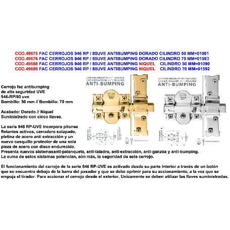 CERROJO 946-RP/80 UVE NIQUEL