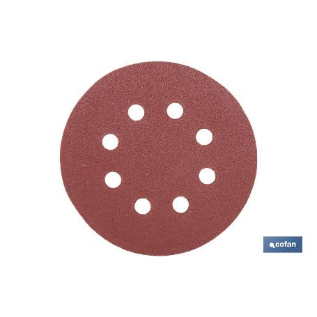 HOJA DE LIJADO LIJADORA ORBITAL 8 AGUJEROS Ø125 MM G 120   CAJA 5 UNID.