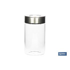 FRASCO BOROSILICATO+ACERO MODELO CICER 1000 ML 18.5 X 10 CM