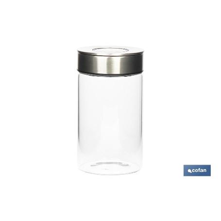 FRASCO BOROSILICATO+ACERO MODELO CICER 1000 ML 18.5 X 10 CM