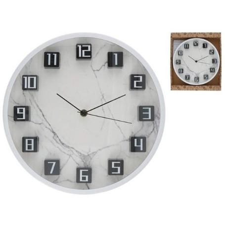 RELOJ DE PARED COCINA CON NUMEROS 3D JALIL Y FONDO MARMOL DIAMETRO 30 CMS 