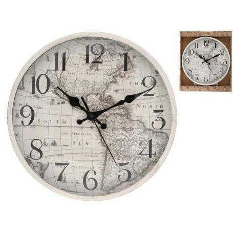 RELOJ DE PARED PARA COCINA CON MAPAMUNDI DIAMETRO 30 CMS.