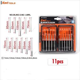 JUEGO DE DESTORNILLADORES PRECISION  PARA REPARAR RELOIJ,TABLES Y MOVILES 11 PIEZAS KMT TOOLS
