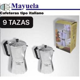 9 TAZAS CAFETERA ALUMINIO TIPO ITALIANO CLASICA MAYUELA
