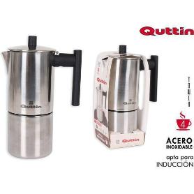 4 TAZAS CAFETERA INOXIDABLE ITALIANA APTA PARA INDUCCION TOWER QUTTIN