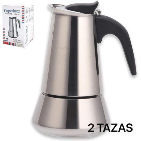 2 TAZAS CAFETERA EXPRES ACERO INOXIDABLE PARA INDUCCION CUPERINOX