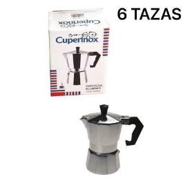 6 TAZAS CAFETERA ITALIANA ALUMINIO CLASICA CUPERINOX SERIE VERDE