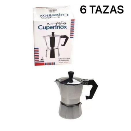 6 TAZAS CAFETERA ITALIANA ALUMINIO CLASICA CUPERINOX SERIE VERDE