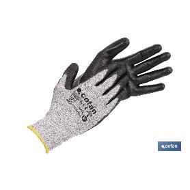 GUANTE ANTICORTE ULTRA LIGERO IMPREGNADO PU NEGRO T-10   CAJA 12 UNID.