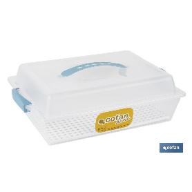 TARTERA RECTANGULAR AZUL OPACA PAVLOVA CON ASAS 38 X 28 X 13 CM   CAJA 5 UNID.