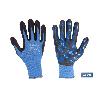 GUANTE IMPREGNADO CON PUNTOS AZULES DE NITRILO TALLA 8 VENTA UNITARIA
