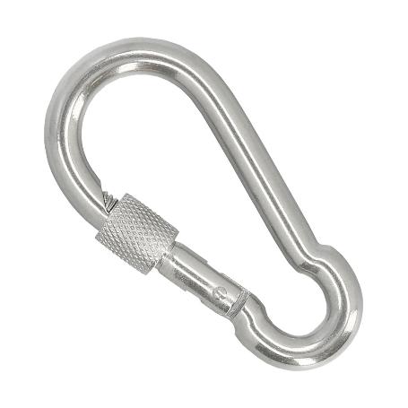 MOSQUETON BOMBERO INOXIDABLE CON SEGURO  80X8 USO DOMESTICO
