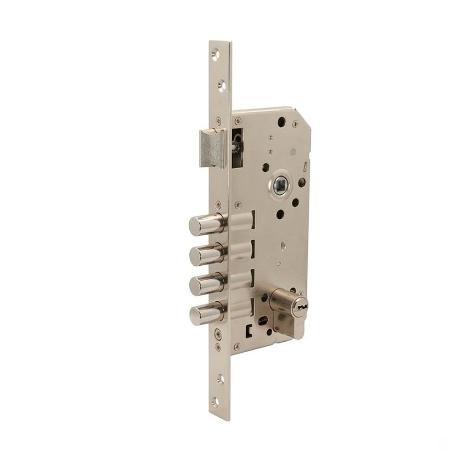 CERRADURA SEGURIDAD 4220S 50 NIQUELADO 4 BULONES DESLIZANTES PICAPORTE REVERSIBLE