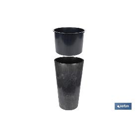 MACETERO 2 EN 1 FORMA CÓNICA CON DEPÓSITO COLOR NEGRO PP Ø 295 X 571 MM 12,5 L VENTA UNITARIA