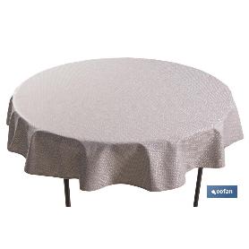 MANTEL REDONDO PÉTALOS ANTIMANCHAS RESINADO JACQUARD CONFECCIONADO 50 % ALGODÓN 50 % POLIÉSTER 1,40 M
