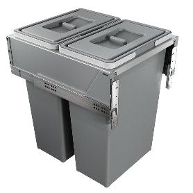 CUBO DE BASURA EXTRAÍBLE BLOCK 2.0. CAPACIDAD 2 X 35 L. ANTRACITA. MÓDULO 450 MM. EXTRACCIÓN TOTAL. CIERRE AMORTIGU