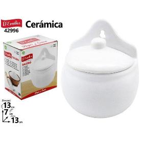 SALERO CERAMICA BLANCA PARA RINCONES CON TABLA 13X13X7 CMS DEMILIA
