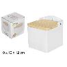 SALERO CERAMICA BLANCA PARA COLGAR CON TAPA MADERA ABATILE 10X12X12 CMS CASA Y MENAJE