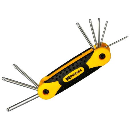 JUEGO LLAVES TORX PLEGABLE  8 PIEZAS INVIOLABLE, LLAVE TORX HEXAGONAL, LLAVE ESTRELLA, LLAVE ALLEN ESTRELLA