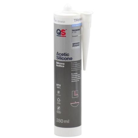 SILICONA ÁCIDA BLANCA. SELLADOR ACÉTICO. JUNTAS Y ACRISTALAMIENTO. 280 ML. CARTUCHO PARA PISTOLA. VIDRIO Y ALUMINIO