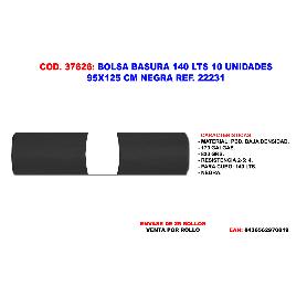 BOLSA BASURA 140 L 10 UND 95 X125 CM NEGRA GALGA 170 REF.22231