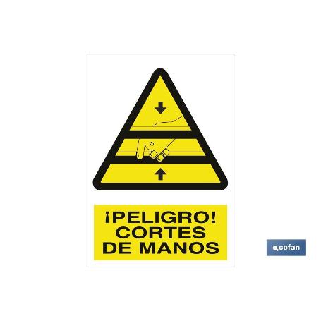 SEÑAL ADHESIVA 210X148MM. ¡PELIGRO! CORTES DE MANOS