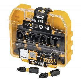 JUEGO DE PUNTAS ATORNILLADORAS PZ2. ACERO. NEGRO FOSFATADO. ESTUCHE TOUGH CASE+. LONGITUD 25MM - DEWALT