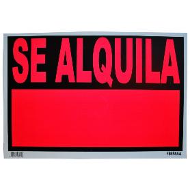 CARTEL SE ALQUILA 50X35 CM