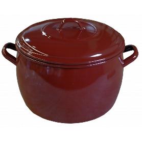 OLLA ESMALTE MARRON BOMBEADA 24 CM