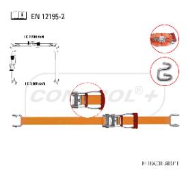CINTA CARRACA CON GANCHO ABIERTO. POLIÉSTER DE ALTA TENACIDAD. ZINCADO GALVANIZADO. NARANJA. EN 12195-2. ANCHO 50MM