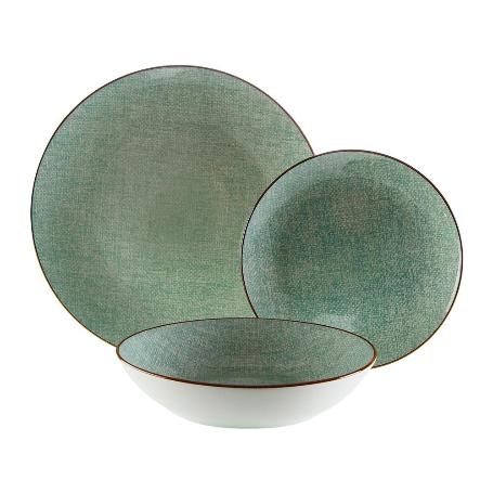 VAJILLA PORCELANA TELA VERDE 18 PIEZAS