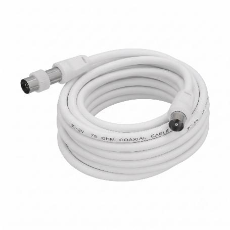 PROLONGACIÓN PARA TELEVISIÓN - VÍDEO DE 3 M. CONECTOR DE 9,5 MM BLANCO.