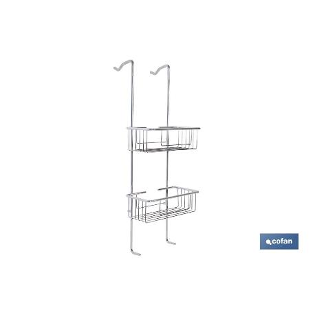 CESTA DE DUCHA DOBLE CON COLGADOR DE ACERO INOXIDABLE 304