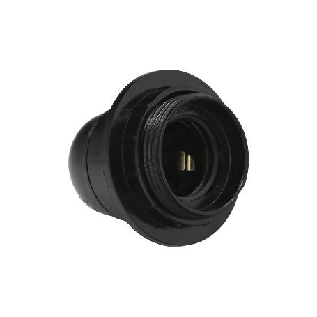 PORTALAMPARAS 4 A. E-27 CON ROSCA + ARANDELA NEGRO